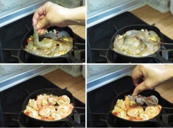 step6: 擺入蝦子，用半煎半油泡方式至蝦熟透，加入海鹽<span class="group_2">調味</span>。