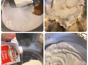 step5: Cream Cheese加入糖和雲呢拿油，用攪拌機打起至順滑；用另一個盤打淡忌廉至軟身；