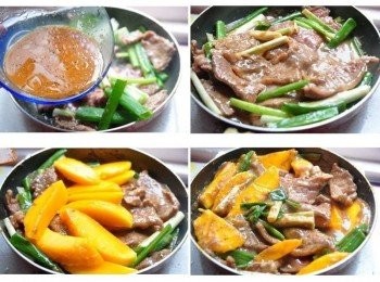 step4: 接著倒入黑胡椒<span class="group_3">醬料</span>拌炒成芡狀，在加入芒果片拌炒數下即可