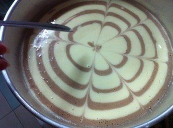 step5: 預熱蒸鍋，將裝有麵糊的模型，隔水大火蒸至20分鐘即可。可以利用牙籤插入試看是非熟透。