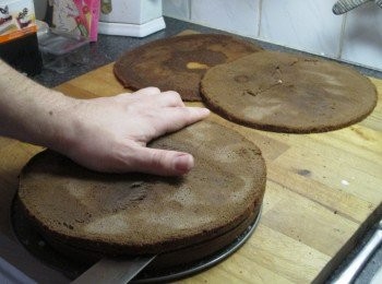 step7: 將蛋糕慢慢切出等高的4等份。