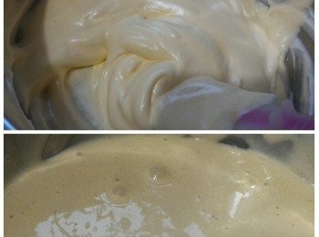 step4: 舀出小部份的步驟(3)與步驟(2)拌勻後，再倒回步驟(3)內拌勻。