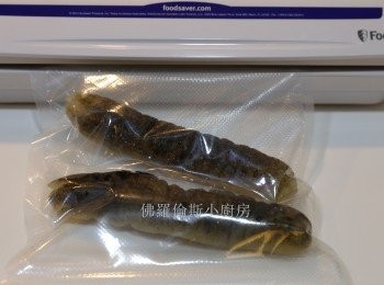step6: (6)	最後抽真空後放入冰箱，食前再放回雪柜解凍。
