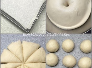 step3: 10寸 x 10寸正方形模裡墊好烘焙紙