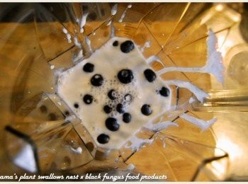 step3: 藍莓用清水洗淨後，與鮮奶一同倒入至果汁機中。