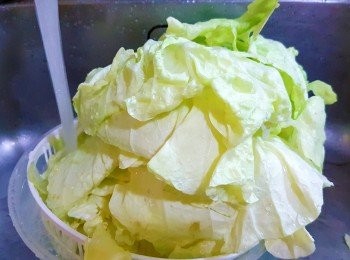 step1: 先將白菜一片片剝好，用大量流動的水清洗乾淨備用。