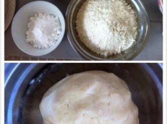 step2: 芝士蛋撻皮做法
牛油和糖分利用打蛋器攪打1分鐘，然後加入蛋，最後加入麵粉。攪拌成團待用。