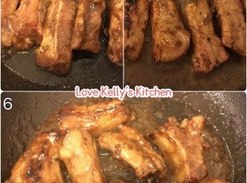 step2: 熱好油鑊，放入金沙骨煎香兩邊，加適量水蓋上蓋用中細火煮6分鐘，開蓋後繼續煮一陣至全熟，然後見收汁便完成