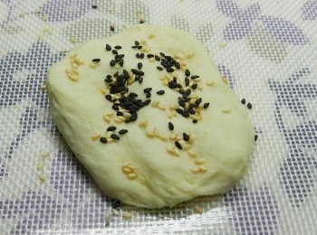 step5: 壓平後包入黑白芝麻
