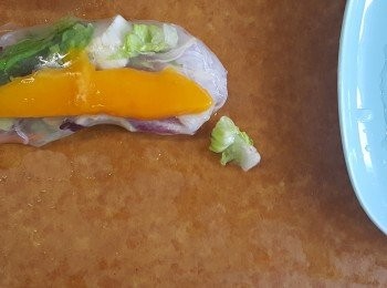 step6: 再將米紙包好即可。