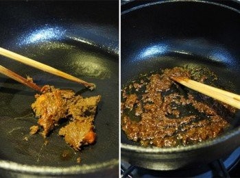 step2: 湯鍋加入少許食用油和叻沙醬3大匙先炒香