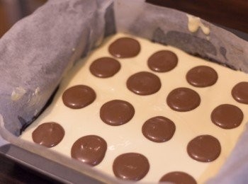 step15: 組合  ：　於蛋糕上平均唧上16個圓形，大約唧一個1元硬幣般大小