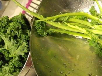 step1: 將羽衣甘藍葉和莖分開, 莖可留起清炒。