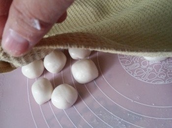 step7: 無論包餡前或包餡後都要蓋上布防止粉團變乾