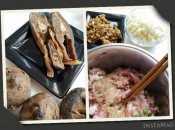 step1: 咸魚切細粒，要確保無細骨相連。
馬碲洗淨切粒（無需太細，保持有爽口嘅口感）
梅頭肉㧻碎，加【<span class="group_2">醃料</span>】。