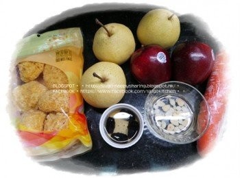 step1: 南北杏、南棗和蜜棗用水略浸；備用。