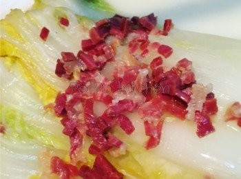 step6: 盛起，將餘下金華火腿放上菜面，即成
