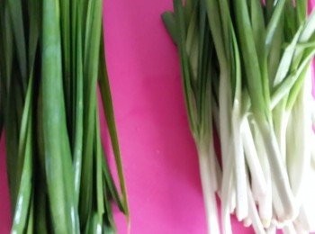 step1: 將韭菜洗淨切為兩段~
