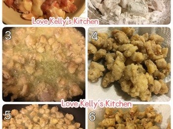 step1: 雞軟骨解涷後洗乾淨，用<span class="group_2">調味料</span>(除了蕃薯粉)醃1小時左右備用；