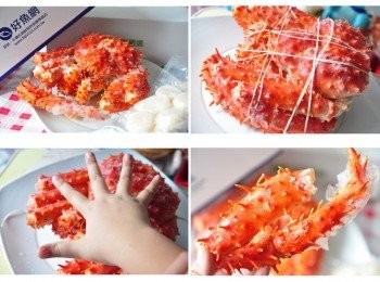 step1: 1.超大的帝王蟹，連10歲女兒的肥小手都無法掌握喔! 【帝王蟹800~1000g】來自無汙染純淨海域強勢來襲!比市售的規格再多50%以上的份量！甘鮮甜美的帝王蟹，每隻都是極品！快來擁有帝王級的享受！現在每隻震撼特價$467！【帝王蟹800~1000g】來自無汙染純淨海域強勢來襲!比市售的規格再多50%以上的份量！甘鮮甜美的帝王蟹，每隻都是極品！快來擁有帝王級的享受！現在每隻震撼特價$467！ http://www.fish123.com.tw/site/deal/94K94KR