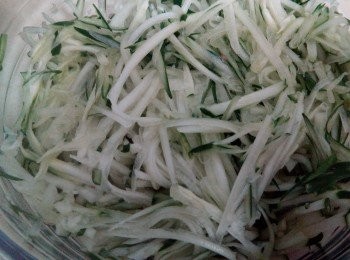 step1: 先把青瓜洗淨刨成幼絲。