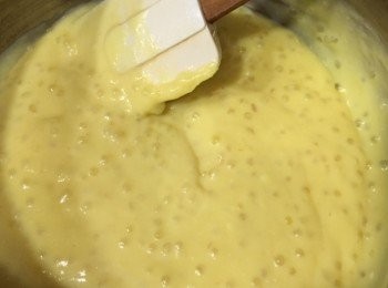 step1: 1)西米放入煲加水煮10分鐘再焗15分鐘, 沖水瀝乾待用