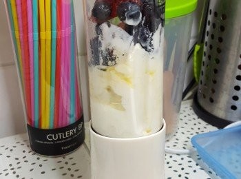 step4: 將<span class="group_2">鮮果乳酪材料</span>放入攪拌機