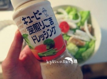 step5: 绊入胡麻醬.洋蔥絲