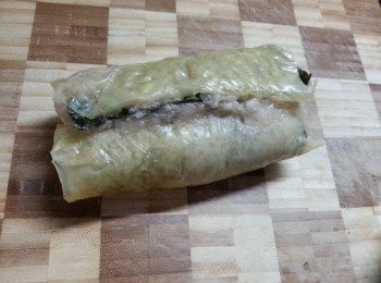step8: 將腐皮卷上,再切一片片厚片(約半吋厚)