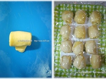 step13: 7 捲好後蓋上保鮮模放置20分鐘