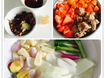 step1: 準備好<span class="group_1">食材</span>。
調味：生抽細半碗、冰糖適量、辣豆瓣醬一大湯匙

*重口味朋友，可以加重以上調味份量，或者再加老抽、辣椒、五香粉、沙茶醬…自由自在咁調校自己喜歡嘅味道啦！