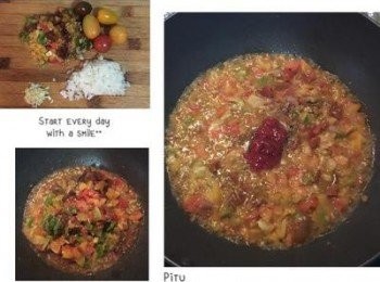 step4: 鮮蕃茄醬汁：蕃茄切小丁，洋蔥和蒜頭切細末，用橄欖油將蒜頭洋蔥炒軟，蕃茄丁炒出茄紅素後加蕃茄醬和<span class="group_2">調味料</span>拌勻，加入少許的水用小火燉到蕃茄軟化後開中火收汁即可。