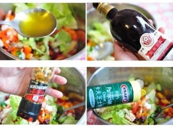 step4: 將所有<span class="group_1">食材</span>放入器皿中，再加入適量的橄欖油、梅膏醋、起司粉、香料粉