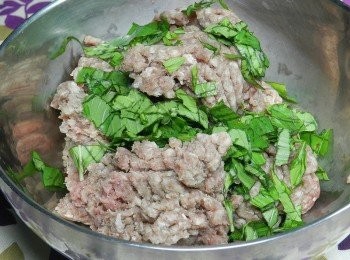 step2: 首先將<span class="group_2">漢堡</span>的材料混合均勻，九層塔的量可依照個人的喜愛添加