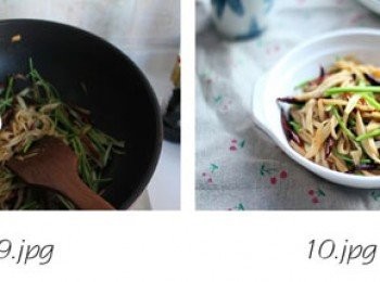 step3: 煸炒至杏鮑菇絲變軟，顏色變深，放入香菜。放雞精調味，稍加炒勻出鍋！