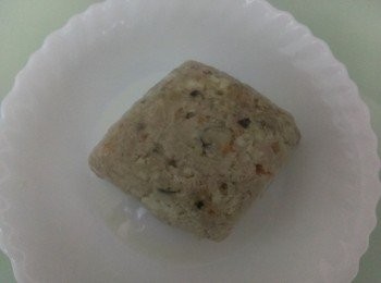 step5: 將加熱好的豆腐煲倒出來，淋上(1)的南瓜醬即可。