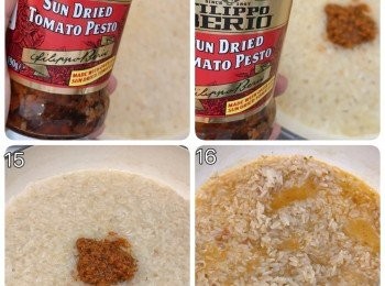 step6: 加入百益乾蕃茄香草醬，將醬料同意大利飯兜均，啖啖充滿香甜味