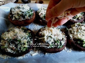 step12: 再灑上適量麵包糠及芝士碎 , 放入焗爐用180C上下火焗15分鐘至芝士溶化成金黃色