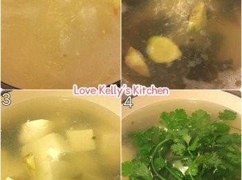 step1: 包豆腐切件，皮蛋去殻切粒，莞茜去根洗乾淨後備用；