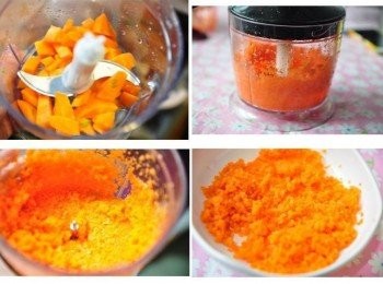 step4: 趁蒸筍空檔，準備紅蘿蔔切成塊狀，放入調理機絞成碎泥狀備用