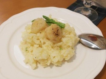 step10: 看起來好美味的干貝蘆筍燉飯:)