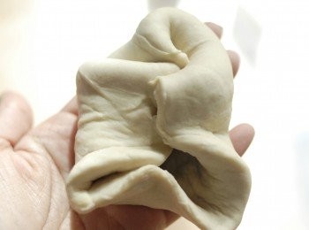 step5: 拿出麵團，將麵團周邊向中間摺，搓圓，再放入密封袋內，踩平麵團。重複此步驟五次，麵團會變得較平滑及有彈性。將麵團放入密實袋內，在室溫靜置一小時