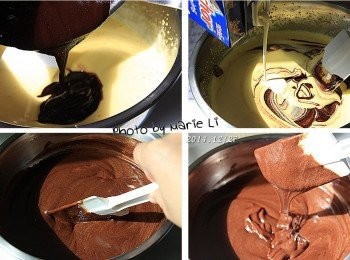 step4: 倒入先前融化的《巧克力醬》和鮮奶油
一起拌勻成《巧克力漿》