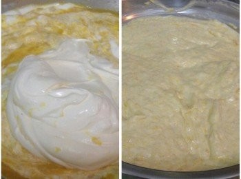 step6: 益力多與步驟⑵拌勻後分次拌入步驟⑷。然後隔篩倒入步驟⑸拌勻。