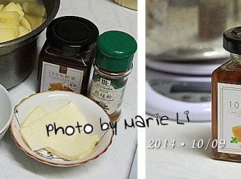 step1: 製作《水果餡料》：

我這次是用了兩顆蘋果+一顆小水梨
先將水果削皮去籽後切成小塊狀

現壓新鮮檸檬汁，備用。