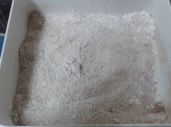 step2: 將麵粉，可可粉及杏仁粉拌勻，然後加入奶油中拌勻。用手揉成麵糰