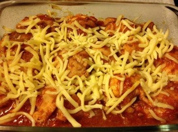 step7: 如用焗爐, 可轉焗盤, 加水牛芝士, 預熱焗爐200度