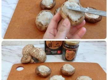 step5: 將蝦膠釀在鮮菇上