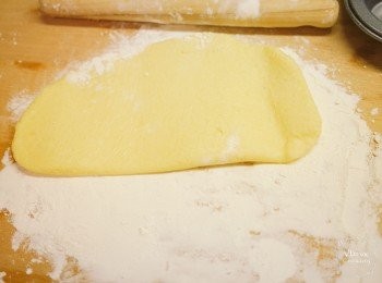 step15: <span class="group_1">撻皮</span>取出桿平, 之後切成合適大小放入撻模內