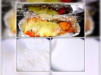 step6: 棄錫紙... 多焗5分鐘至表面金黃即可... 取出... 放碟！
這個時候白汁應該會比之前再濃稠一點... 可以將餘下的牛奶和淡忌廉加入... 煮稀一點... 然後與意粉拌勻放龍蝦旁！